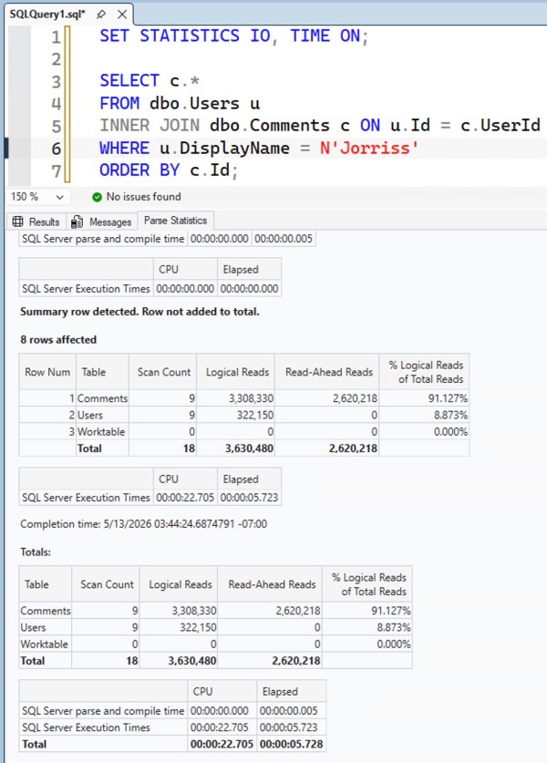 Parsed statistics